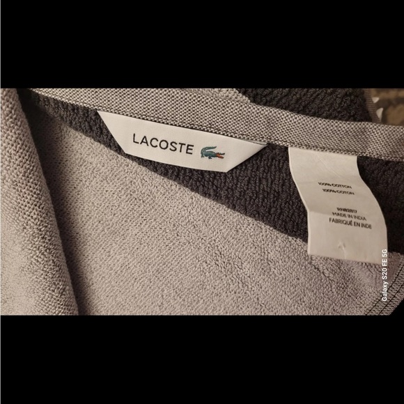 Lacoste Bath Towel 100% Cotton 30" x 52" Gray Big Crocodile Logo - Picture 6 of 8